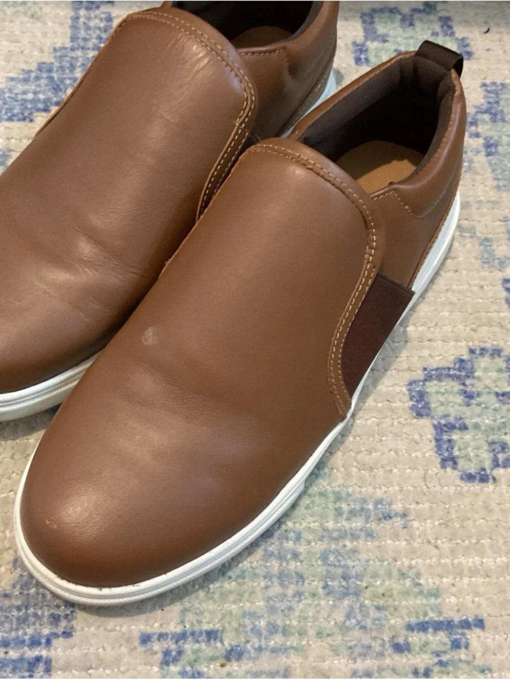 Steve Madden Brown Slip-On Leather Loafers with White Sole